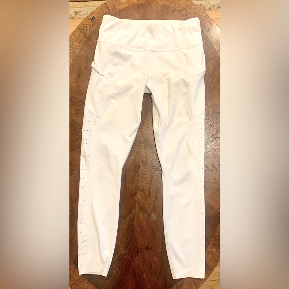 ATHLETA White Zip Pocket Perforated Legging
